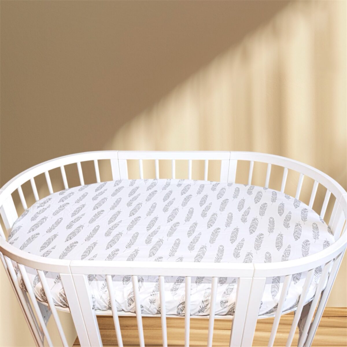 Cearceaf Premium Ranforce 5 Stele – Pene, pentru Pătuț Bebeluș (Rotund 75x75 / Oval 77x127 / 120x60)