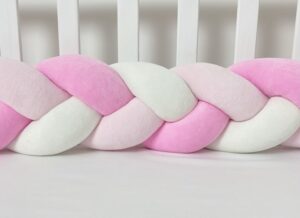 Împletitură protectoare din catifea – roz bumbac roz pal și alb♥️