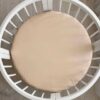 Cearceaf Premium Ranforce 5 Stele – Bej, pentru Pătuț Bebeluș (Rotund 75x75 / Oval 77x127 / 120x60)
