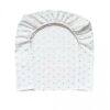 Cearceaf Premium Ranforce 5 Stele – cu buline gri, pentru Pătuț Bebeluș (Rotund 75x75 / Oval 77x127 / 120x60)