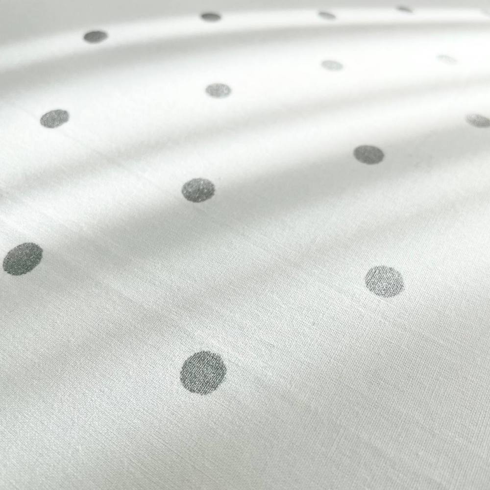 Cearceaf Premium Ranforce 5 Stele – cu buline gri, pentru Pătuț Bebeluș (Rotund 75x75 / Oval 77x127 / 120x60)
