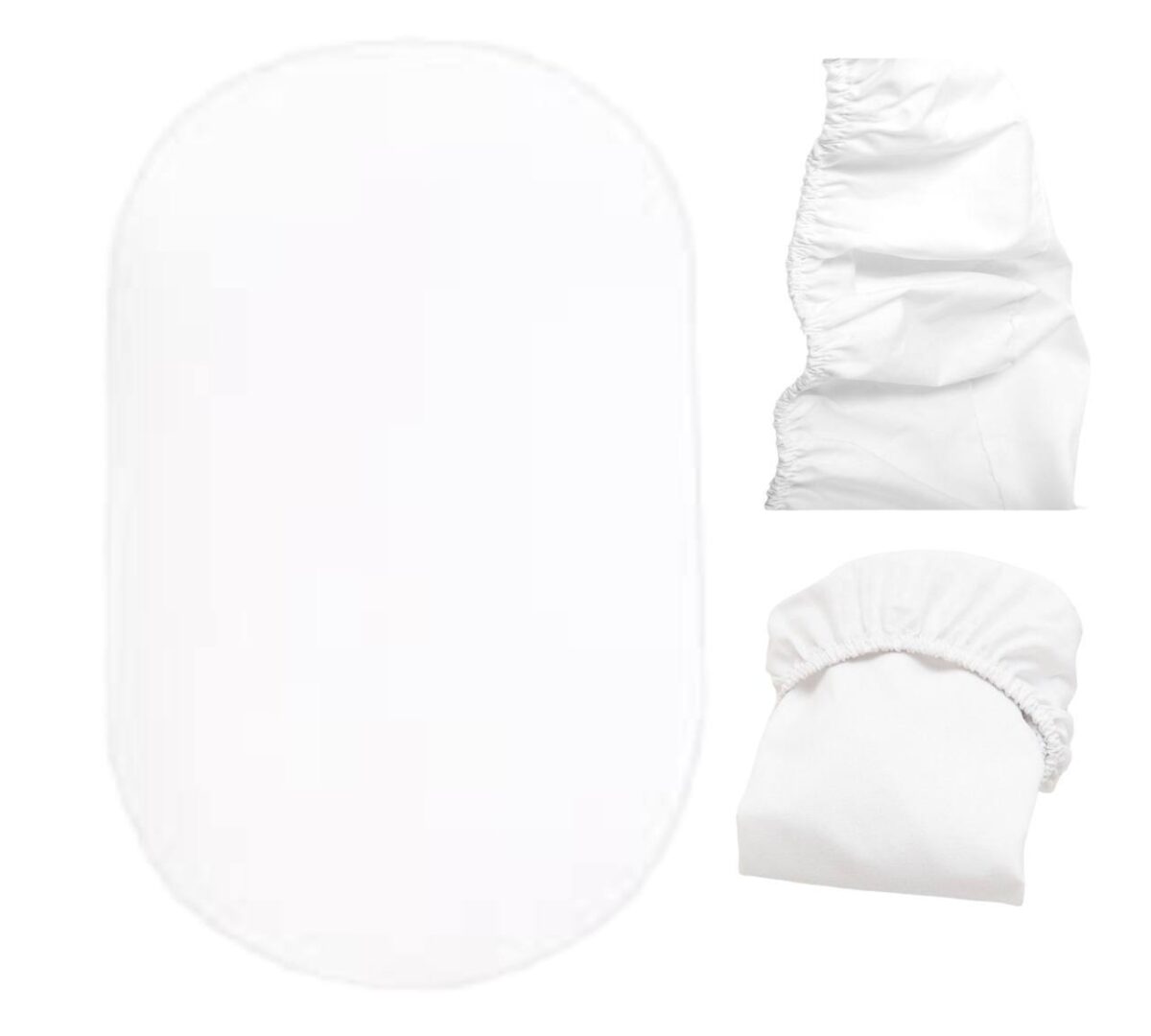 Cearceaf Premium Ranforce 5 Stele – Alb, pentru Pătuț Bebeluș (Rotund 75x75 / Oval 77x127 / 120x60)