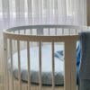 Cearceaf Premium Ranforce 5 Stele – Albastru, pentru Pătuț Bebeluș (Rotund 75x75 / Oval 77x127 / 120x60)